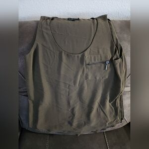 My Michelle Olive Green Tank Top with Zipper Pocket